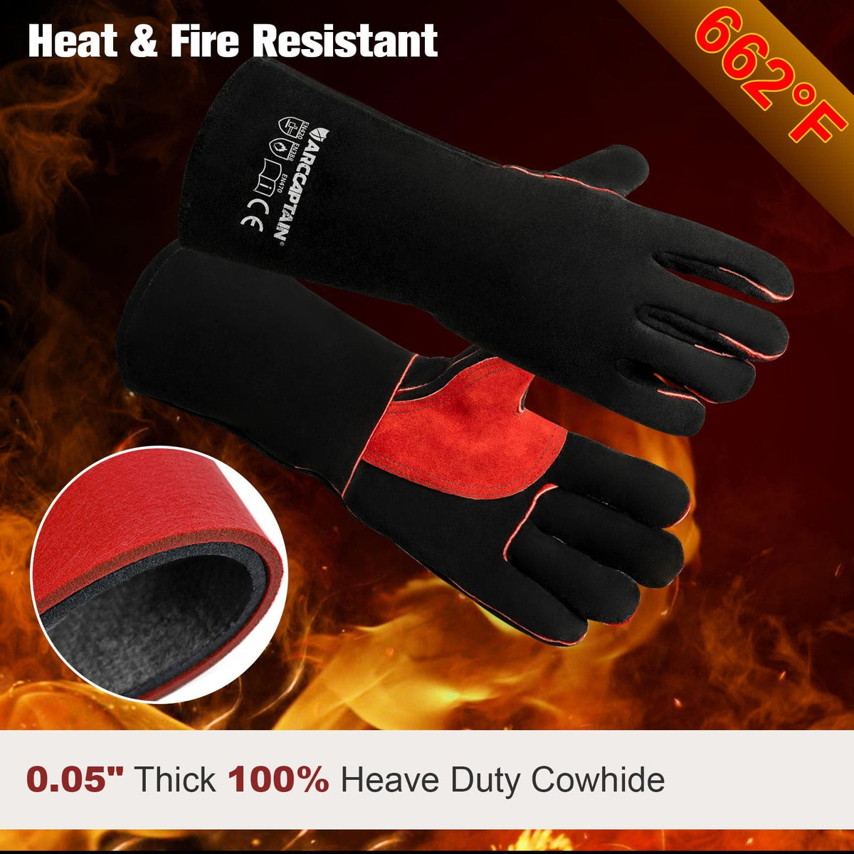 ARCCAPTAIN 16 inches Multifunction Cowhide Leather Welding Gloves